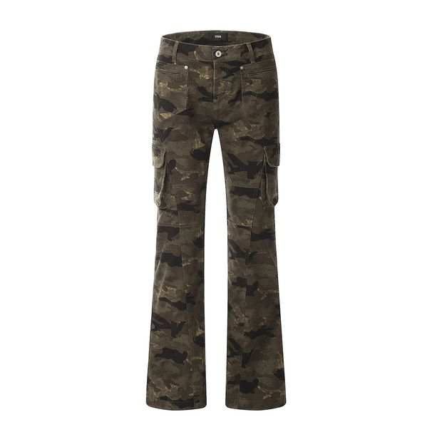 American Retro Camouflage Workwear Jeans Men Women Casual Bell Bottoms Autumn Winter New Style Fashionable Loose Trousers_mkmklike.com