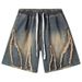 Men's Clothing High Street Distressed Denim Shorts Lace Up Retro Washed Casual Loose Fitting Trendy Style_mkmklike.com