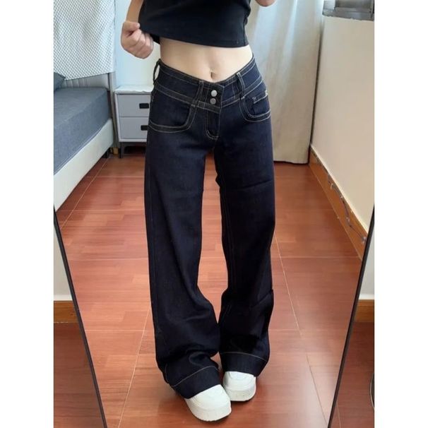 American-style Double-waistband Non-tight-fitting Flared Jeans For Women, 2026 New Niche Slim-fit Versatile Low-waist_mkmklike.com