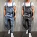 Men's Clothing Suspender Jumpsuit Frayed Men's Jeans Trousers Overalls_mkmklike.com