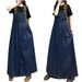 Wind Splicing Denim Dress 2025 New Summer Loose Slimming Plus Casual Suspender Long Skirt_mkmklike.com