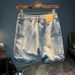 Men's Trendy Thin Denim Shorts Summer Loose Straight Leg Mid-Length Cargo Pants With Multiple Pockets Casual 5/5 Cropped Trousers_mkmklike.com
