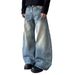 Retro Streetwear Baggy Jeans – 90s Vintage Loose Fit Denim Pants With Dropped Crotch (Blue/Black, S-2xl, Unisex)_mkmklike.com
