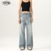 LKTM Washed Light Color Jeans Loose Fit Flared Pants Midweight Polyester Versatile Men's And Women's Wear American High Street Style_mkmklike.com