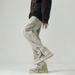 Nordmann Mud Yellow Jeans Men Autumn Winter American Style Slim Fit Slimming Long High Street Zipper Split Casual Pants_mkmklike.com