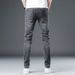 Men's Clothing Embroidered Pattern Black And Gray Personality Fashion Handsome Jeans Men's Trendy Brand Trendy Slim Fitting Casual Stretch Trousers_mkmklike.com