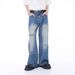 Distressed Raw Hem Relaxed Fit Straight Leg Jeans For Men & Women - High Street Hip Hop Denim Pants With Mid Rise_mkmklike.com