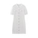 Women's Clothing new fashion round neck single breasted short sleeve slim knitted mini dress_mkmklike.com