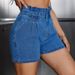 Women's Clothing New Fashion High-Waisted Flounce Hem Denim Shorts For Women – Retro & Versatile Summer Casual Shorts (Light Blue & Dark Blue)_mkmklike.com