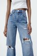 Women's Clothing New Slim High Waist Straight Trousers Ripped Decorative Wide Leg Jeans_mkmklike.com