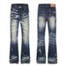 Retro Washed Distressed Ripped Flared Jeans Slim Fit Stretch Denim Trousers American Style For Men And Women New Summer_mkmklike.com