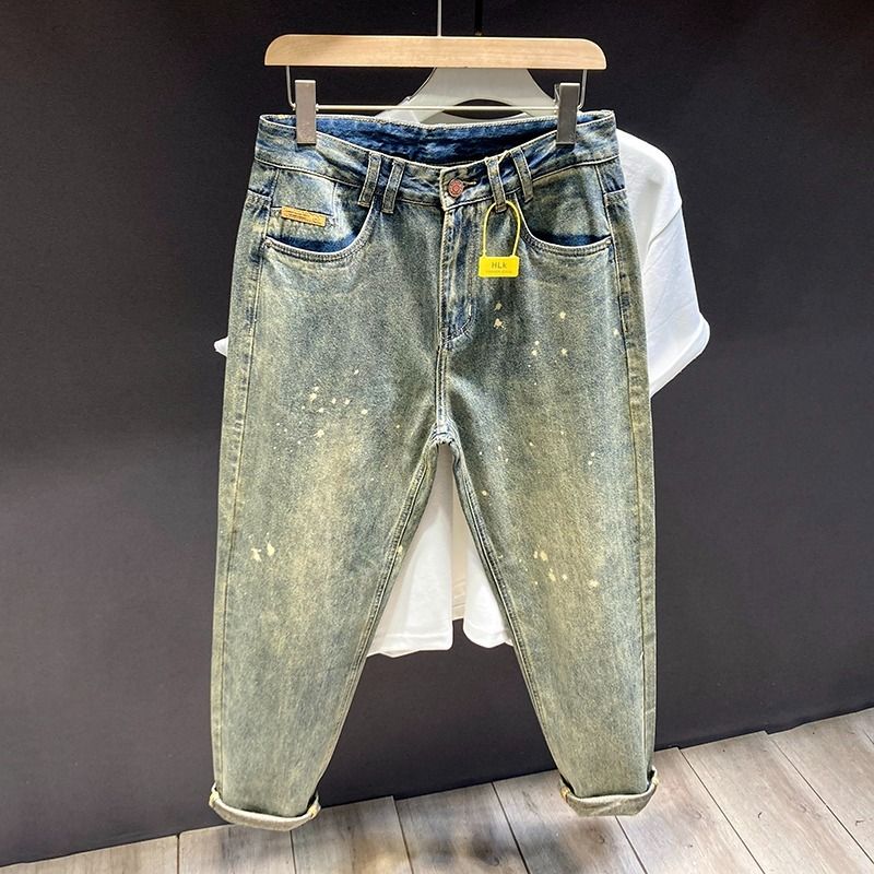 Retro Washed Denim Jeans For Men Casual Stylish Straight Leg Loose Fit Plus Size Tapered Style_mkmklike.com