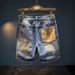 Men's Slim Fit Distressed Denim Shorts High Waist Trendy Retro Style Five Point Riding Breeches Cool Stylish Pants_mkmklike.com