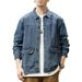 Large Size Men's Clothing Autumn And Winter New Denim Jacket Men's Fattened Plus Size Loose And Simple Casual Lapel Denim Jacket_mkmklike.com