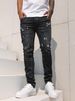 Men's Slim Fit High Waist Jeans Whiskered Black Trendy Casual Pencil Pants With Zipper Fly Cotton Long Jeans For Spring Autumn_mkmklike.com