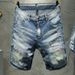 2020 Summer New High Street Fashion Men's Hand-painted Painted Distressed Embroidered Color Thread Five-point Denim_mkmklike.com