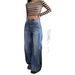 Blue Women's Curved Scimitar Casual Trousers Trendy Polyester Cotton Blend Regular Fit For Spring/Autumn Summer Winter_mkmklike.com