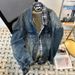 Men's Clothing Plaid Irregular Splicing Two Piece Design Denim Loose Jacket Brand Top Clothes_mkmklike.com