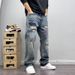 Men's Clothing Retro High End Ripped Jeans For Men Trendy Brand Personalized Scratched Patches Embroidered Slim Straight Pants For Spring And Autumn_mkmklike.com