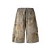 Men's Retro Distressed Workwear Jeans Curved Loose Wide Leg Cropped Pants Trendy Wasteland Style Summer Fashion_mkmklike.com
