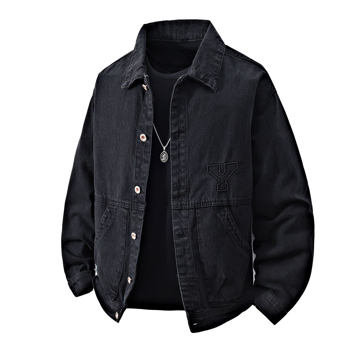 Men's Clothing Loose Fit Slim Denim Jacket For Men Basic Simple Solid Color All Match Tops Douyin Autumn Thick Men's Jacket_mkmklike.com