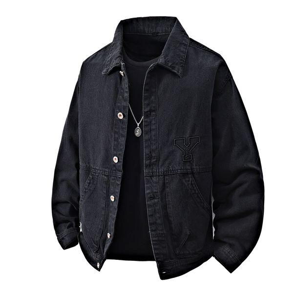 Men's Clothing Loose Fit Slim Denim Jacket For Men Basic Simple Solid Color All Match Tops Douyin Autumn Thick Men's Jacket_mkmklike.com