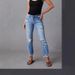 Women's Distressed Straight-Leg Jeans – Classic Blue Denim With Ripped Details (S-XL, Mid-Rise)_mkmklike.com