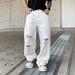 Men's Clothing High Street Summer New Paris Fashion Brand Loose Straight Ripped Jeans Ink Splash Personality Graffiti Handsome Men Thin Version_mkmklike.com