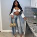 High-Waisted Women's Distressed Jeans | Washed Blue Straight-Leg Denim Pants – Urban Streetwear & Vintage-Inspired (S-2XL)_mkmklike.com