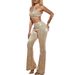women's fashion sexy halter neck vest sequins slim fit flared trousers two-piece set_mkmklike.com