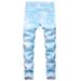 Men's Clothing Colorful Stretch Denim Casual Pants, Slim Fit, Printed, Split Bone Long Pants_mkmklike.com