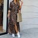 new trendy leopard print European and American women's fashion skirt slit long shirt dress_mkmklike.com