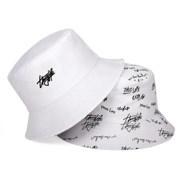 Hot Sale Unisex Letter Embroidery Printing Personality Bucket Hats Fishermen Caps Outdoor Casual Cap Sunscreen Hat_mkmklike.com