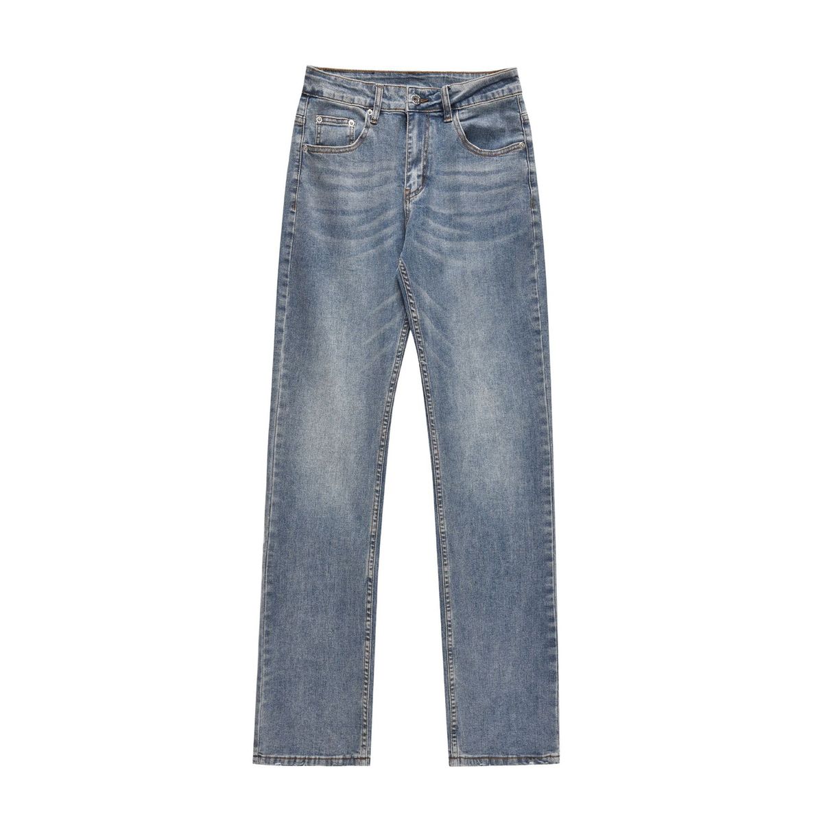 G American Retro Street Washed Blue Design Straight Through Slim Men's Denim Trousers_mkmklike.com