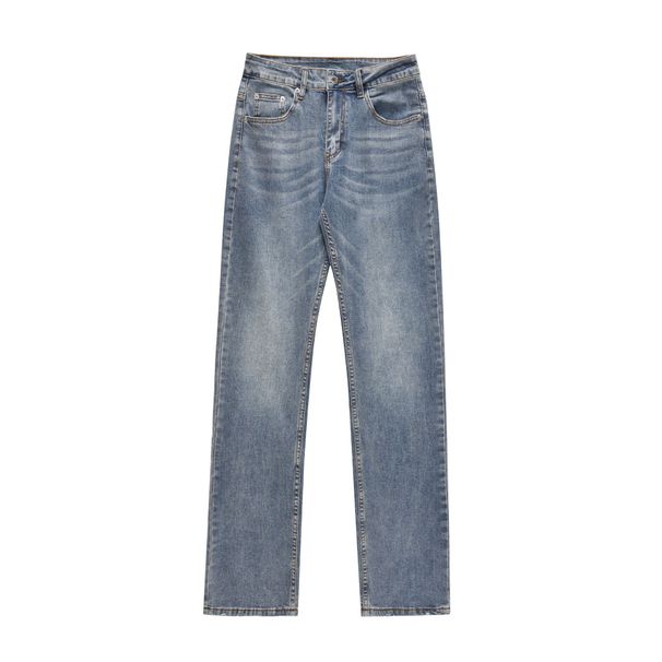 G American Retro Street Washed Blue Design Straight Through Slim Men's Denim Trousers_mkmklike.com