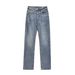 G American Retro Street Washed Blue Design Straight Through Slim Men's Denim Trousers_mkmklike.com