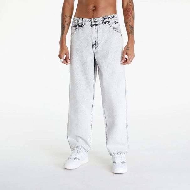 DARKNESS Men's Baggy Denim Pants - Loose Fit Streetwear Jeans For Casual Wear, Washed Blue & Black_mkmklike.com