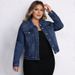 K Large Size Women's Fashion New Denim Long Sleeved Top Jacket_mkmklike.com
