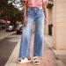 Women's Ripped Casual Loose Straight Leg Jeans Versatile Style Denim Pants_mkmklike.com