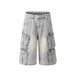 Multi-pocket Tooling Denim Shorts Men's And Women's Summer Thin Loose Straight Cropped Pants American High Street Ruffian Handsome Middle Pants_mkmklike.com