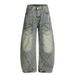 Artistic Embroidered Letter Scimitar Jeans For Men, Design Sense, Three-Dimensional Deconstruction, Multi-Pocket_mkmklike.com