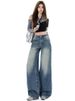 American-style Washed Whiskered High-waisted Wide-leg Jeans For Women, 2026 New Model, Loose Fit, Slimming, Embroidered_mkmklike.com