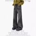 Men's Clothing basic dirty gray washed distressed high street fashion texture loose straight casual jeans_mkmklike.com