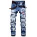 Men’s 3D Printed Stretch Jeans – Slim Fit Denim Pants With Artistic Patterns, Mid-Rise Straight Leg (28-42, Streetwear Ready)_mkmklike.com