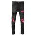Loom Style Jeans European And American High Street Ripped Men's Slim Fit Light Blue Stylish Skinny Pants 8806_mkmklike.com