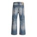 Men's High Street Washed Wide Leg Jeans Distressed Whiskered Crease Loose Fit Mid Waist Cotton Denim Black Blue_mkmklike.com