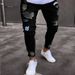 Suitable For All Seasons Badge With Distressed Small Legs S-4XL Men's Jeans_mkmklike.com