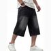 Men's Loose Straight Leg Denim Capri Shorts Summer Washed Distressed Style Exclusive Versatile Casual Pants_mkmklike.com