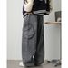 Men's Distressed Washed Cargo Jeans Side Pocket Loose Fit Straight Leg Trousers Autumn Style Trendy_mkmklike.com