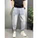 Men's Light Blue Relaxed Fit Washed Denim Jeans - Summer Casual Straight Leg Harem Pants For Teen Boys (M-3xl)_mkmklike.com